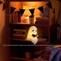 Lampe de lecture créative en résine, motif fantôme de dessin animé mignon, alimentée par piles/USB, idéale pour Halloween, décoration artisanale transfrontalière