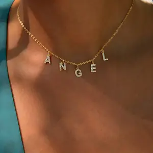 Mode Geschenken Vergulde Sieraden Sleutelbeen Ketting Choker Aangepaste Naam Letter Hanger Gepersonaliseerde Eerste Ketting Voor Vrouwen