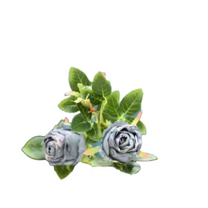 Artificial Flower Flowers Heads Premium Outdoor In White With Bright Blue
