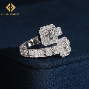 Anillo de Diamantes Cultivados en Laboratorio con Corte Baguette y Redondo, Estilo Hip Hop para Hombre, Plata S925, Joyería ZUANFA - Product Image 3