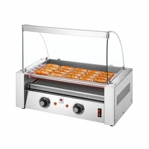 Food Truck Commercial 2 controller Hotdog Hot Dog Grill Roller Machine con 5/7/9/11 Roller