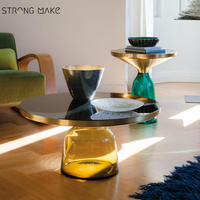 Nordic Couchtisch Basse Round Side Coffes Ensemble De Table Fin Mesa De Centro De Luxe Moderne Bell Table Basse En Verre pour Salon