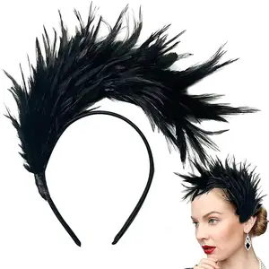 Faux Feather Headband Fascinator Hair Hoop Hair Accessories For Cocktail Party Tea Party