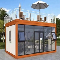 Kit prêt à l'emploi de bureau mobile en verre miniature préfabriqué de 20 pieds modulaire moderne pour cabine chambre à coucher maison miniature moderne