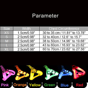 Tali payudara nilon LED, dapat diatur <span class=keywords><strong>Harness</strong></span> anjing tidak tarik kecil sedang bersinar aksesoris keselamatan malam anjing peliharaan - Product Image 3