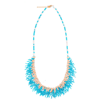 Collier statement CBBA-1980 en or plaqué avec étoiles et perles, pour les soirées - Accessoire élégant et stylé pour femmes