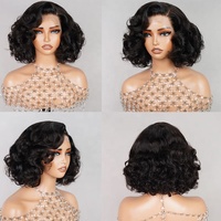 Perruques Bob Courtes Coupées Droites Sans Colle Full HD Lace Pixie Cut T1b Violettes 13x6 HD Lace Frontal en Cheveux Humains
