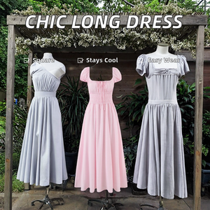 เดรสสั้นแขนสั้นคอเหลี่ยม 2 สี แต่งลูกไม้รูดสม็อคถักโครเชต์ ผ้าเนื้อนุ่ม ระบายอากาศได้ดี สไตล์ลำลองสำหรับฤดูใบไม้ผลิ ความยาวระดับเข่า สำหรับผู้หญิง - Product Image 2