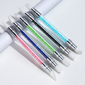 Nuovo trapano in Silicone a doppia <span class=keywords><strong>testa</strong></span> per Nail Art con intaglio cavo goffratura strumenti di punteggiatura in plastica per impugnare penne più penna a <span class=keywords><strong>testa</strong></span> di colla - Product Image 3