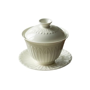 Ding Kiln White Lotus Petal Three Piece Covered Bowl <b>Teacup</b> Porcelain Gaiwan For Kung Fu Tea Set Household Use - Product Image 5