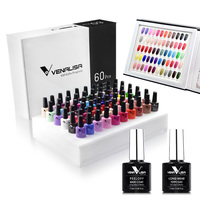VENALISA  VIP Vente en gros  Kit de vernis gel UV 60 couleurs, design d'art des ongles, vernis gel UV à faire tremper, 7,5 ml, vernis gel couleur émail, ensemble de vernis gel
