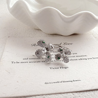 Bagues de mode pour femmes plaquées or 18 carats avec pavé de zircone cubique, motif floral, accent vert, zircone cubique carrée, bague ajustable en or, bijoux de luxe
