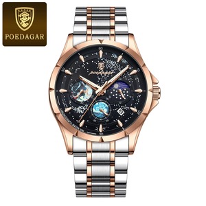 Reloj de Pulsera para Hombre Drioshipping, Relojes de Cuarzo de Acero Inoxidable para Hombre, Reloj de Moda con Diseño de Sol, Luna y Estrellas, con Tres Esferas Pequeñas y Fecha - Product Image 2