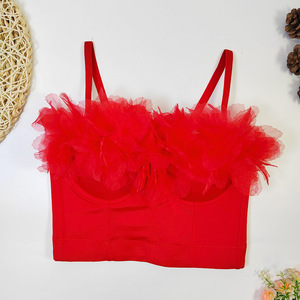 Top de tubo estilo chaleco para mujer, con diseño floral tridimensional y espina de pescado, moldeador de cuerpo, para uso exterior, ideal para <span class=keywords><strong>vacaciones</strong></span> <span class=keywords><strong>en</strong></span> la playa - Product Image 5