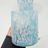 Verres classiques bleus et blancs à pois, épaissis, sans plomb, faits à la main, vente en gros, pour jus, hôtels et gîtes