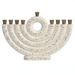 Ménorah Hanouka en résine élégante faite à la main, porte-bougies à 9 branches, décoration de maison juive moderne, cadeau pour Halloween et Noël - Product Image 1
