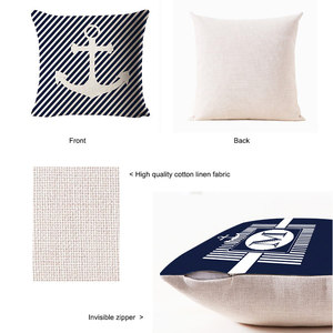 Ancre de bateau de style méditerranéen étoile de mer canapé jeter taie d'oreiller imprimé lin housse de coussin nautique - Product Image 2