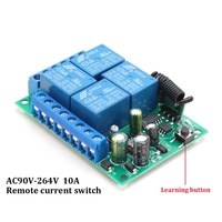 Commutateur de télécommande sans fil universel 433Mhz Module récepteur de relais DC 12V 4CH Transmetteur à distance 4 boutons Système domestique intelligent