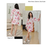 FUNG 8008 Nouvelle Arrivée Robes de Demoiselle d'Honneur d'Été Imprimées en Polyester Tissé Satiné Longueur Genou Kimono Floral
