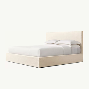 <span class=keywords><strong>MODENA</strong></span> SLIPCOVERED FABRIC PANEL - Struttura letto in tessuto ecologico, morbida, beige, facile da montare, misura King/Queen, per la casa - Product Image 3