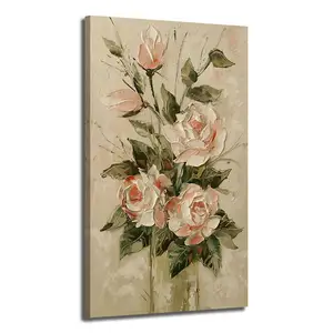 Arte originale fatta a mano rose bianche pittura a olio su tela di dimensioni personalizzate arte originale per la decorazione della parete del soggiorno