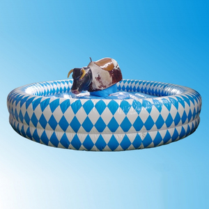 Arène de sécurité gonflable ronde à motif losange, console de jeu de taureau mécanique réglable pour rodéo - Product Image 1