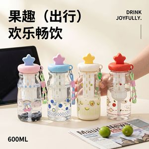Cartoon Star Lid Straw Cup 600ml With <b>Tea</b> <b>Infuser</b> Leak Proof Portable Water Bottle For Students Travel <b>Mug</b> - Product Image 2