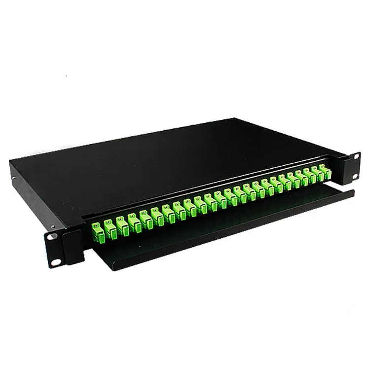 Equipamento de fibra óptica Geteknet 24 portas 1U 19" quadro de distribuição deslizante de montagem em rack painel de remendo de fibra óptica 24 portas 24 núcleos ODF