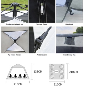 Carpa de Camping Automática para una Persona, de Oxford y Fibra de Vidrio, Impermeable y con Protección Solar, Portátil, para las Cuatro Estaciones - Product Image 2