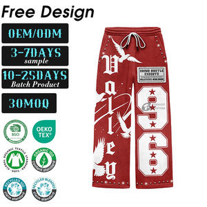 Pantalones Deportivos Holgados de Pierna Ancha, Estilo Vintage de Lujo, Lavado Ácido, Rectos, de Algodón de Alta Calidad, Estampado Y2K, Tejido de Punto, Logotipo Personalizado, para Hombre, Negros - Product Image 1