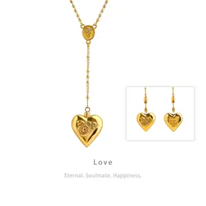 AIZL gioielli con personalità funzione personalizzata collana pendente cuore Twist placcato in ottone placcato oro 18K catena a sfera in oro