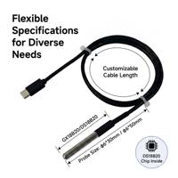 DS18B20 Temperatursensor-Sonde mit Edelstahlgehäuse und USB-Anschluss für Kühlketten-Lagerüberwachung