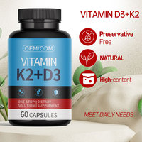 Capsules Offre Spéciale OEM de vitamine D3 + K2 faciles à avaler Capsule végétale de support d'os D K k2 d3