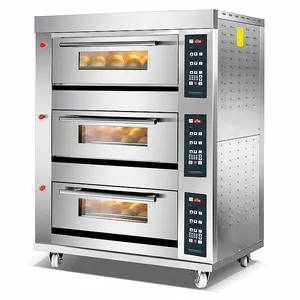 Gas Digital Panel 2 Deck 2 Nampan 6 Baki Kue Baking Oven Gas Pizza Oven Toko Roti Komersial Oven Gas