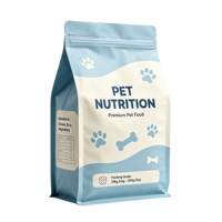Sacs d'emballage pour aliments pour animaux de compagnie en aluminium à fond plat, imprimés sur mesure, 5 kg, 10 kg, 20 kg, avec fermeture éclair refermable, vente en gros d'usine