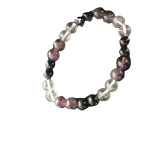Pulseras de cristal de cuarzo negro transparente y amatista de piedra natural de 8 mm, joyería fina de moda al por mayor, producto a granel hecho a mano para regalo - Product Image 1