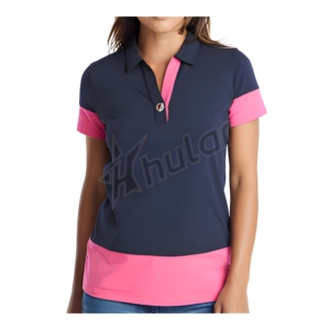 Camisetas Polo Rosa personalizadas ajustadas, camisetas de manga larga con cuello polo negro y gris, camisetas de golf para mujer - Product Image 1