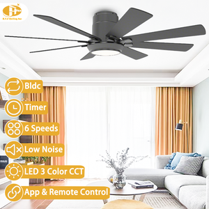 Ventilateur de plafond 8 pales de 56/60 pouces avec lumière, 4 options de couleur, moteur DC à vent puissant, LED dimmable - Ventilateur de plafond moderne pour salon - Product Image 2