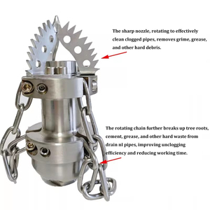 Chaînes de nettoyage rotatives pour canalisations d'égouts haute pression, <span class=keywords><strong>buse</strong></span> 0,65 kg, sablage de boues d'égouts, débouchage de drains, jet d'eau G3/8 - Product Image 3