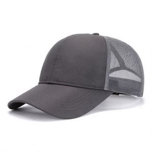 Wholesale Sporty Common Sun Hat Solid Color 6 Panel Breathable <b>Net</b> Summer Quick Dry <b>Mesh</b> Baseball Cap - Product Image 4