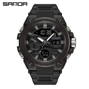 Reloj de Pulsera Digital para Hombre Sanda 3311, Nuevo Diseño de Moda, Cronógrafo de Cuarzo con Correa de Silicona - Product Image 2