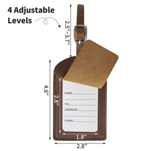 Wholesale Crazy Horse Leather Leather Premium Luggage <b>Tag</b> Solid Pattern Luggage <b>Tags</b> for Suitcases ID <b>Tags</b> & <b>Bag</b> <b>Tags</b> - Product Image 2