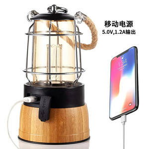 Lde Camping Lantern Led <b>Battery</b> <b>Operated</b> Wood Base Multi Function Outdoor Use - Product Image 2