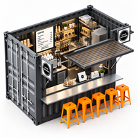 Café-restaurant modulaire sur mesure Etodevice de 11 pieds, conteneur maritime de 10 pieds, café de jardin