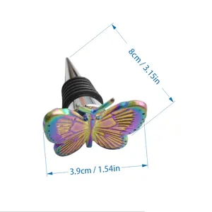 Üç boyutlu 3D kelebek şarap stoper, renkli kelebek şampanya tıpası, içecek şişesi stoper,