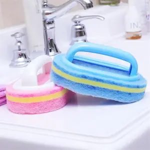 Escova de plástico para limpeza do banheiro, esponja inferior de plástico, limpeza da parede do banheiro, cozinha, banheiro