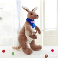 Peluche Kangourou Mère et Bébé 35 45 55cm, Animal en Peluche Mignon avec Bandana pour Cadeaux d'Enfants