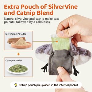 Jouet d'oiseau électrique simulé pour chats avec effets sonores vibrants - Divertissement interactif - Product Image 6