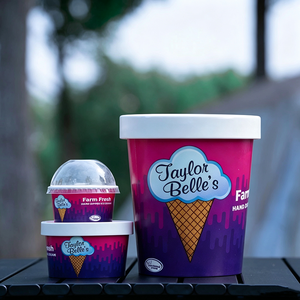 Gobelets à crème glacée jetables imprimés avec logo personnalisé, gobelets à crème glacée jetables recyclables, gobelets à crème glacée de 3 oz avec couvercles pour emporter - Product Image 3