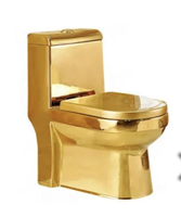 WC monobloc moderne en céramique doré à double chasse avec siphon en S, à poser au sol, pour salle de bain